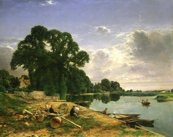 Thamesilla, n. 1870 (öljy kankaalle) tekijältä William W. Gosling