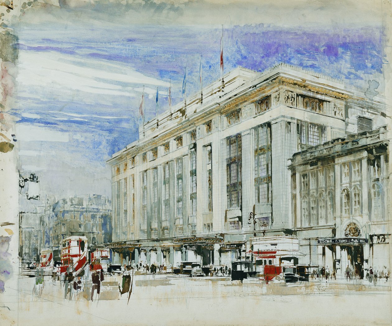 Perspektiivisuunnittelu Derrylle ja Tomsille, Kensington High Street (fl tekijältä William Walcot