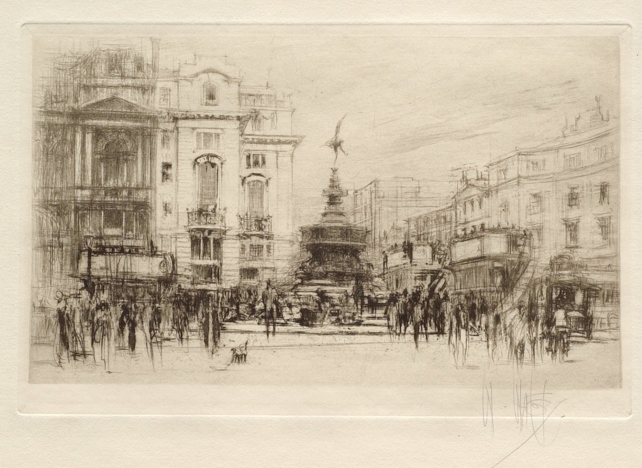 Piccadilly Circus, näkymä kohti Lower Regent Streetiä, Criterion Theatre taustalla tekijältä William Walcot