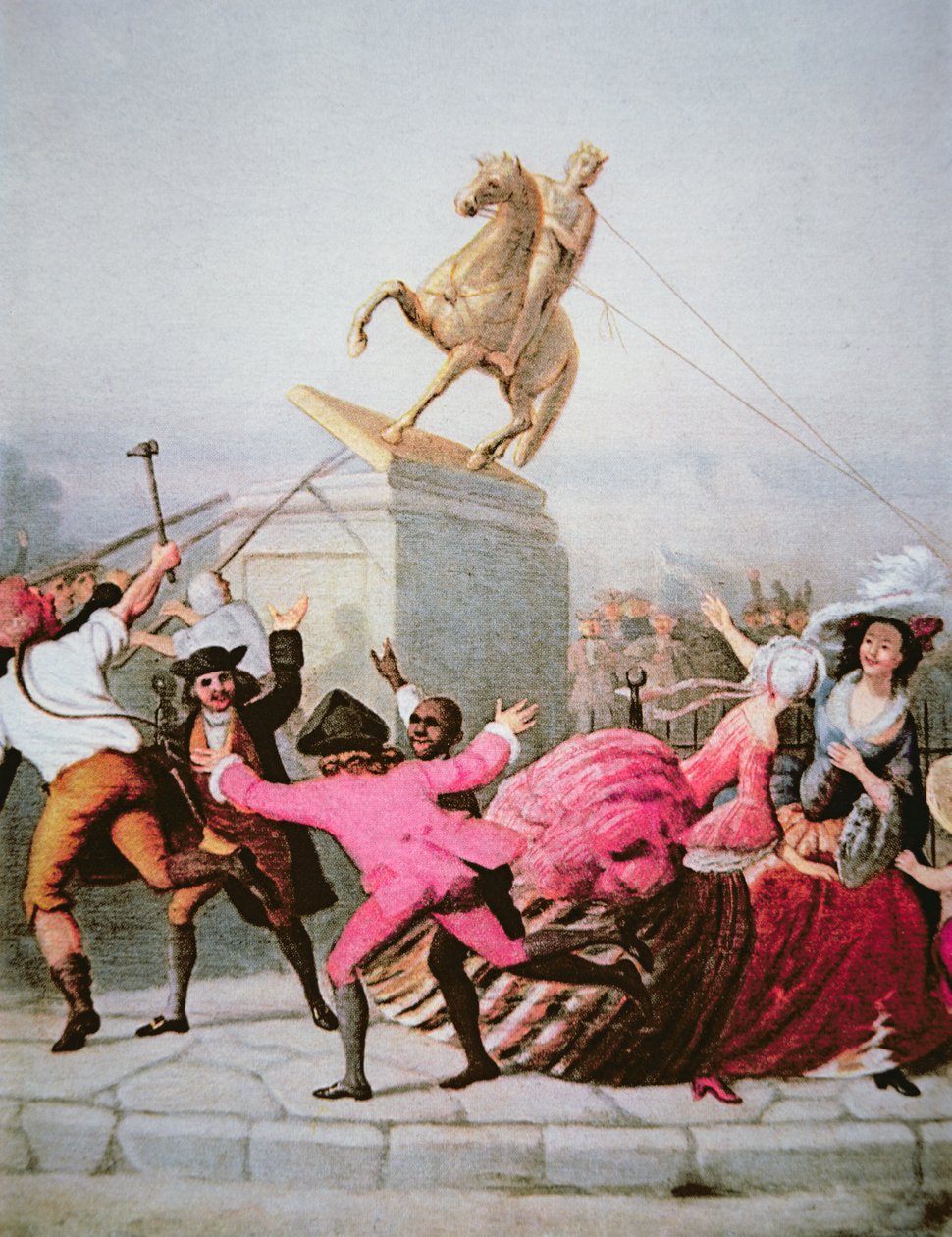 New Yorkin patriootit kaatavat George III:n patsaan Bowling Greenissä 9. heinäkuuta 1776 tekijältä William Walcutt