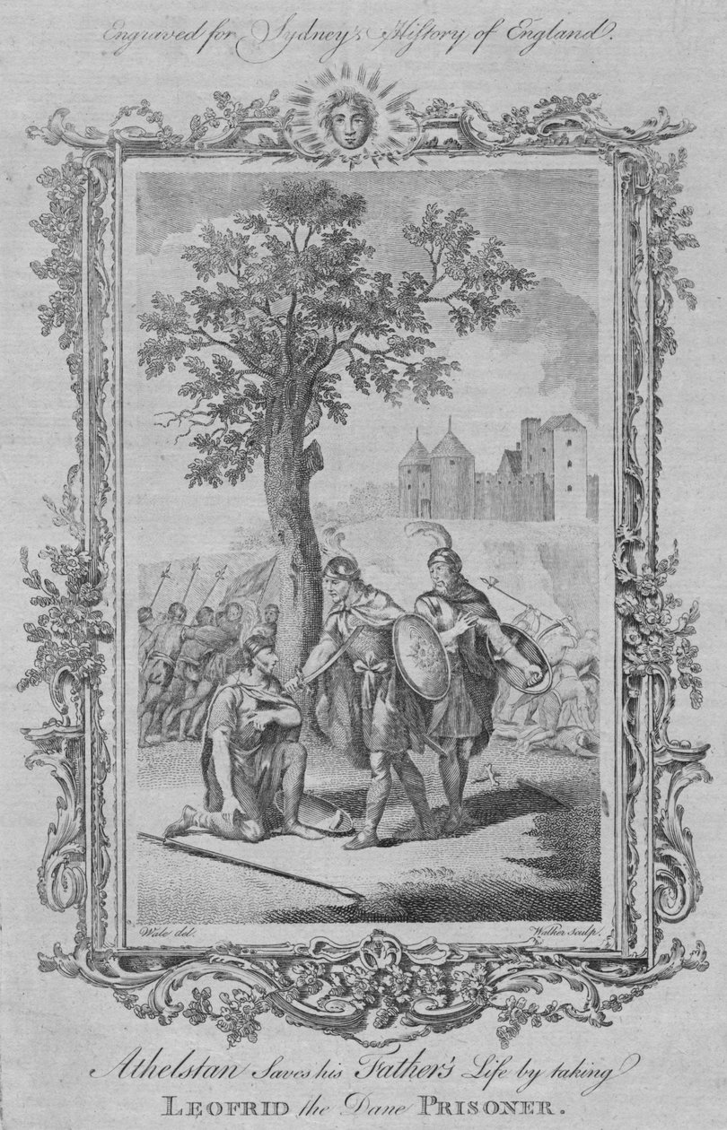 Athelstan pelastaa isänsä henkensä ottamalla tanskalaisen Leofridin vangin, 1773. tekijältä William Walker