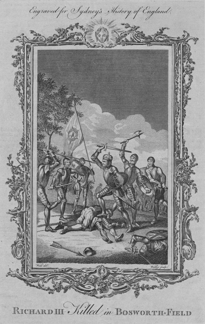 Richard III tapettiin Bosworth-Fieldissä, 1773. tekijältä William Walker