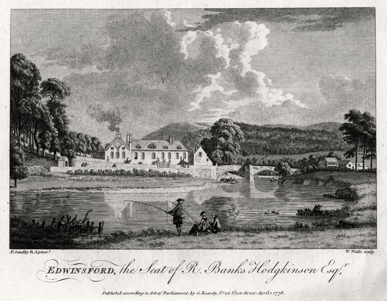 Edwinsford, R Banks Hodgkinson Esqin kotipaikka, Carmarthenshire, 1776 tekijältä William Watts