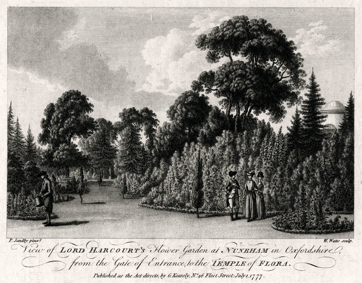 Näkymä Lord Harcourts Flower Gardenista Nunehamissa Oxfordshiressa, 1777 tekijältä William Watts