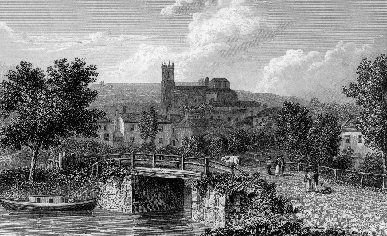 Hythe kanavasillalta, kaiverrus E. Finden, 1829 tekijältä William Westall