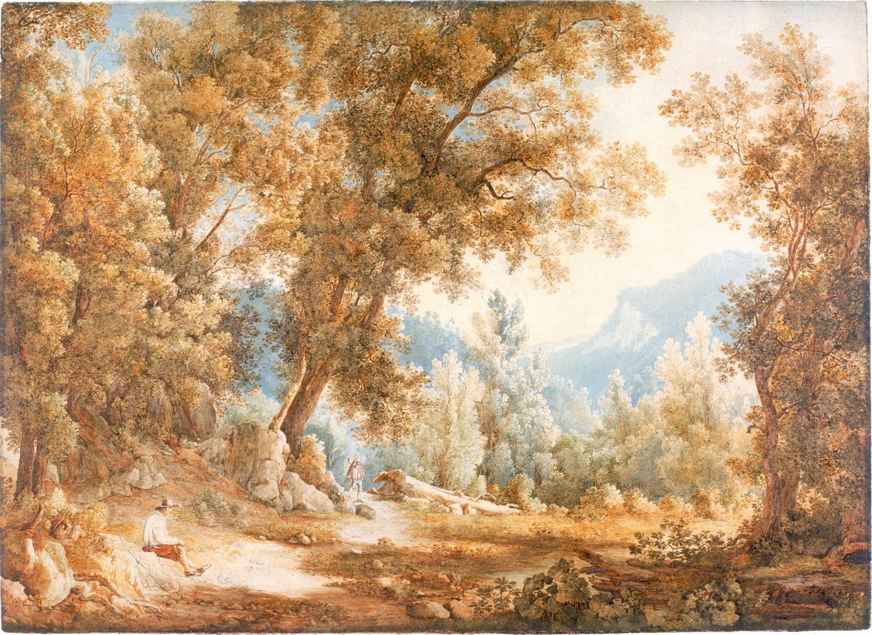 Maisema hahmoilla, noin 1807-1820 (akvarelli) tekijältä William Westall