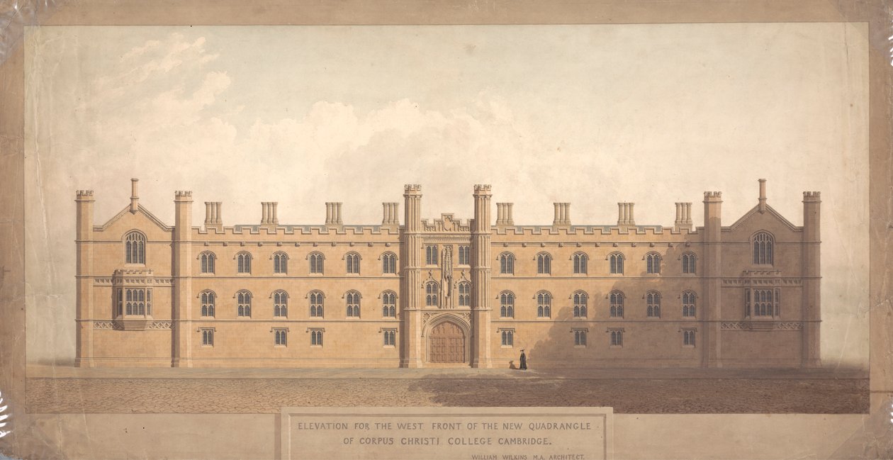Corpus Christi Collegen uuden nelikulman länsirintaman korkeus Cambridgessa tekijältä William Wilkins
