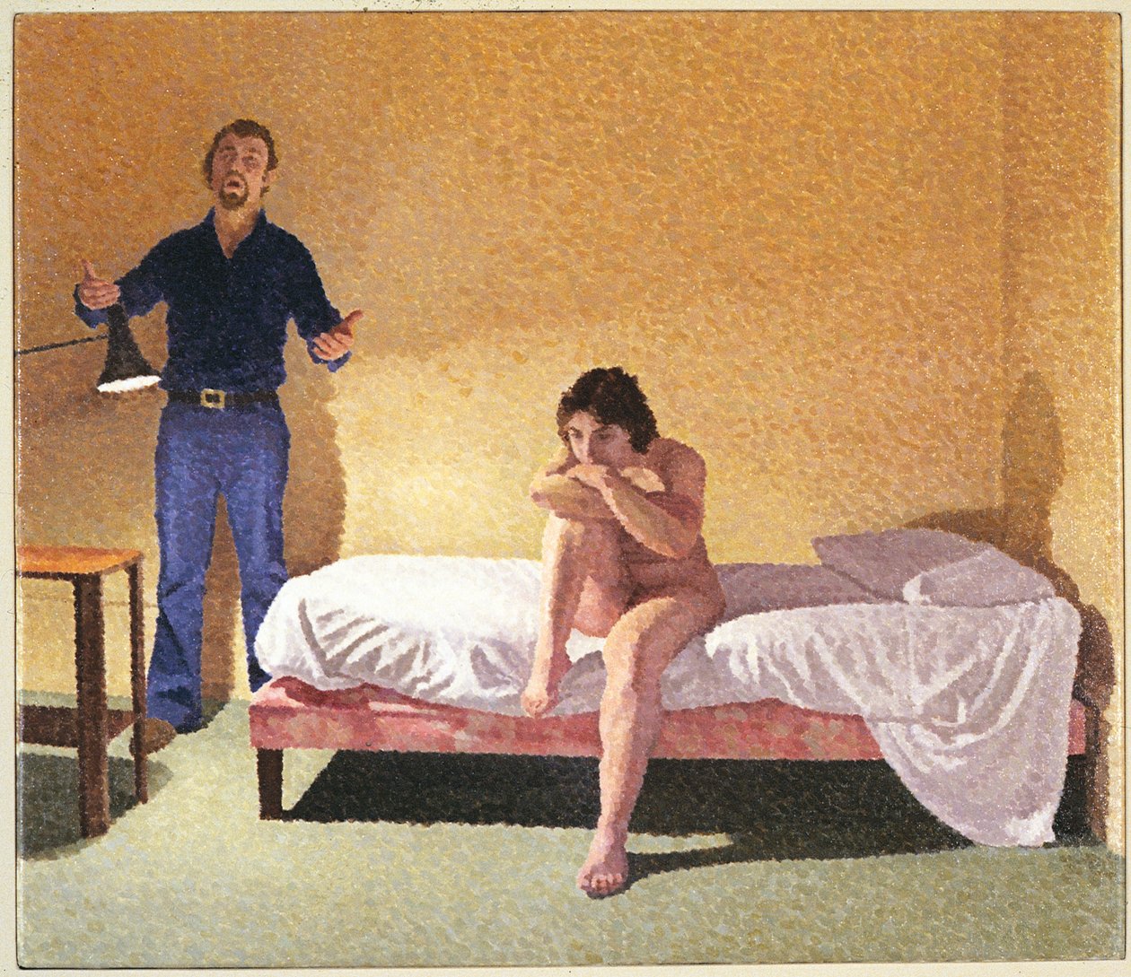 Kaksi hahmoa, mies laulaa tekijältä William Wilkins