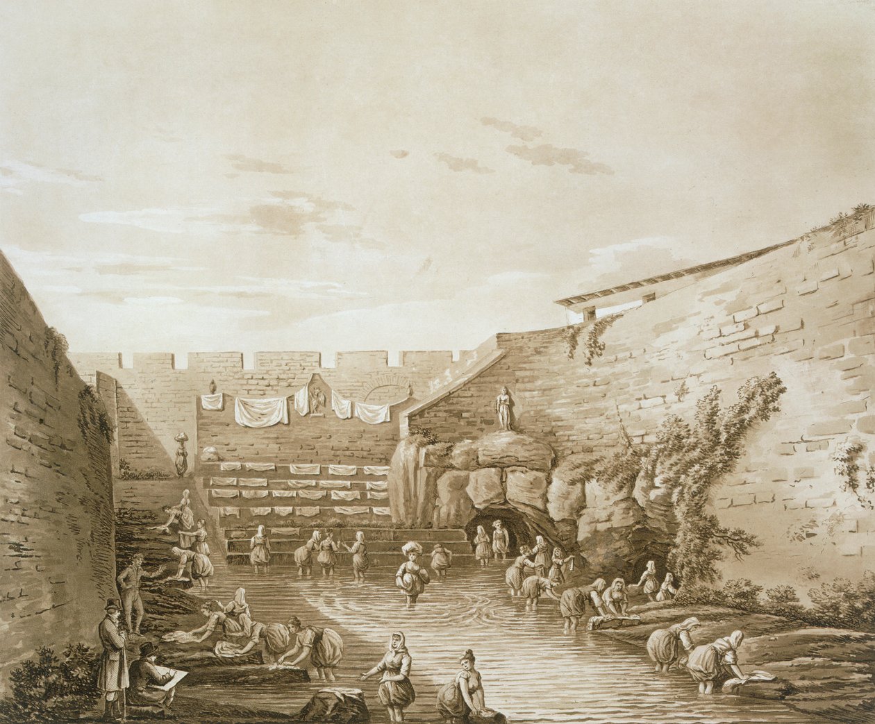 Pesijanaiset Arethusan suihkulähteellä, pub. 1807. tekijältä William Wilkins