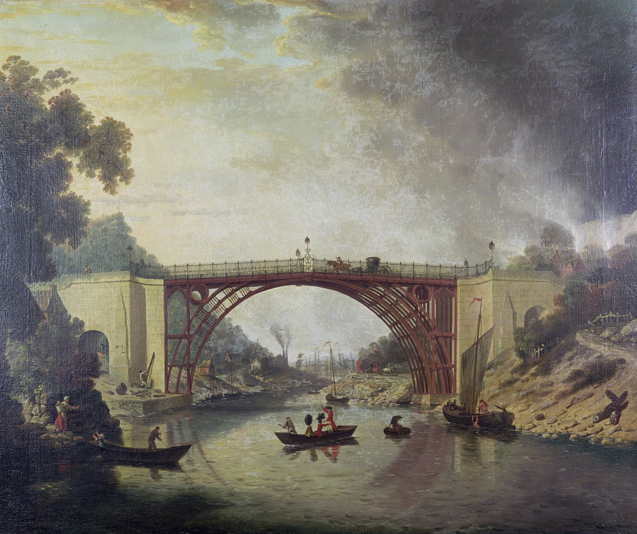 Valurautainen silta Coalbrookdalen lähellä, n. 1780 tekijältä William Williams