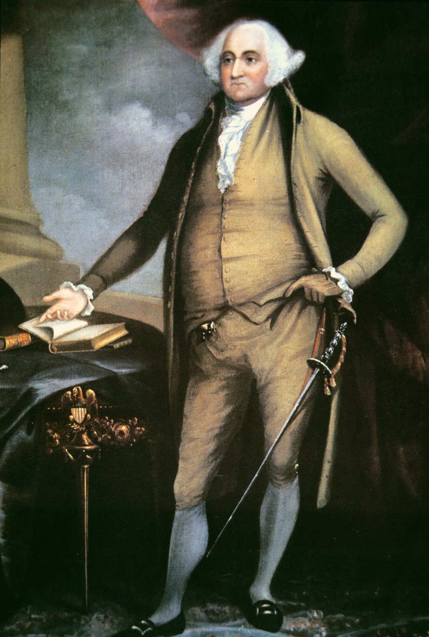 Presidentti John Adams (1735-1826) (väri litho) tekijältä William Winstanley
