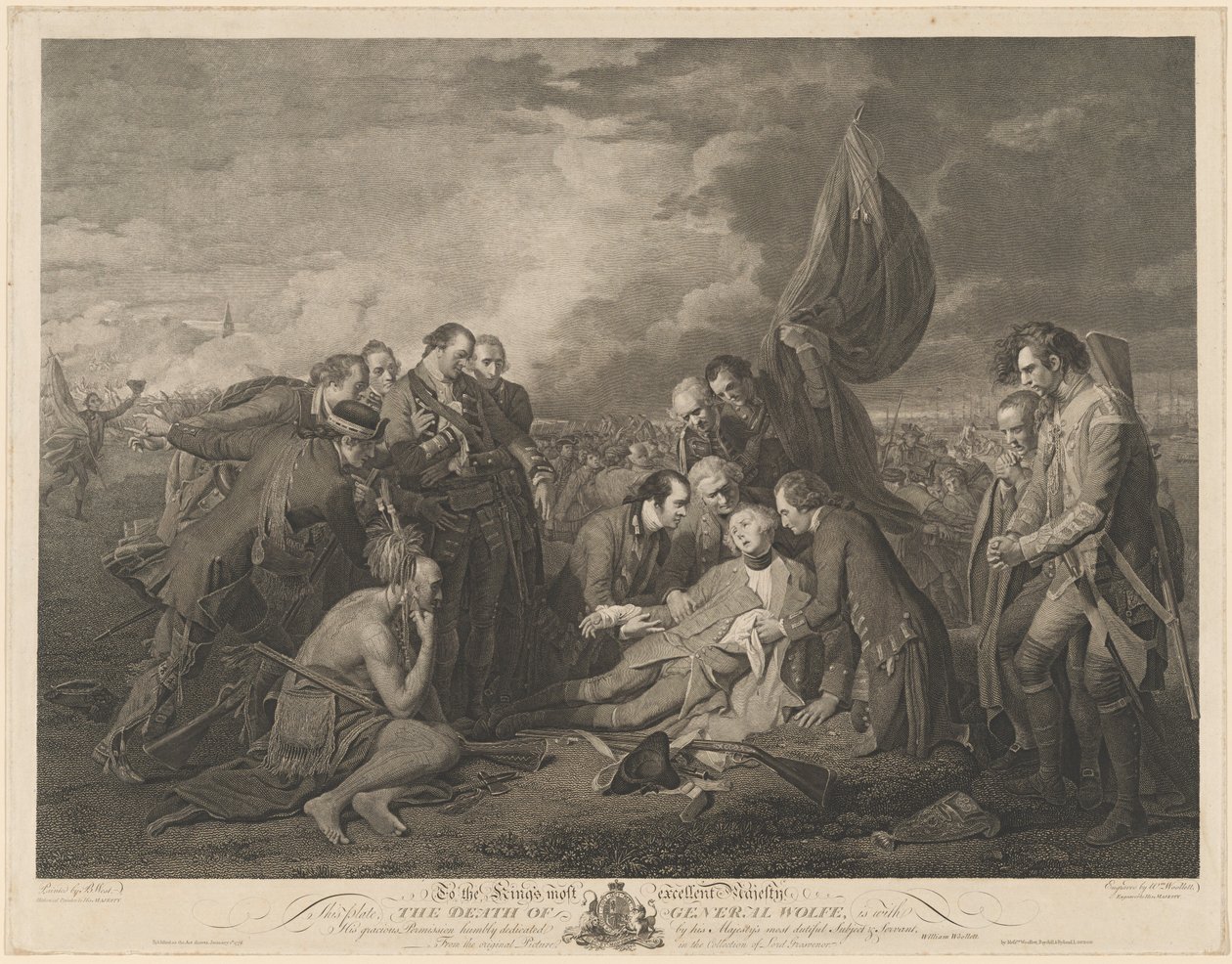 Kenraali Wolfen kuolema tekijältä William Woollett after Benjamin West