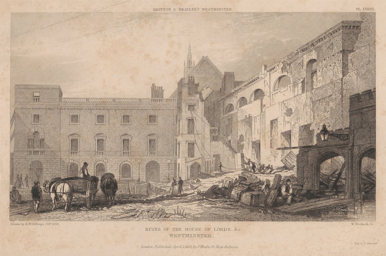 House of Lordsin rauniot, Westminster tekijältä William Woolnoth