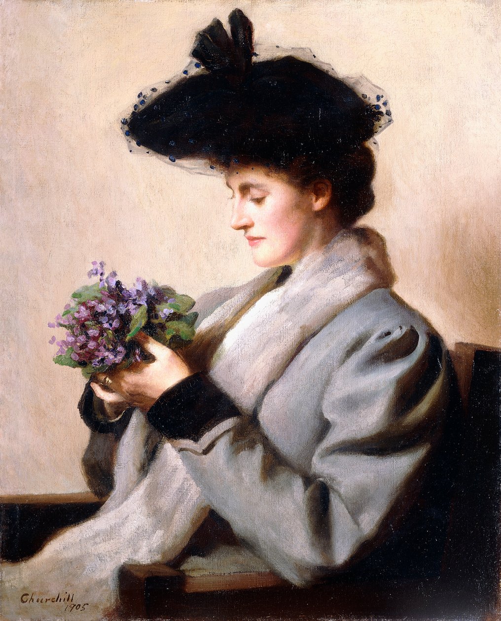 Violettien nosegay - Naisen muotokuva, 1905 tekijältä William Worcester Churchill