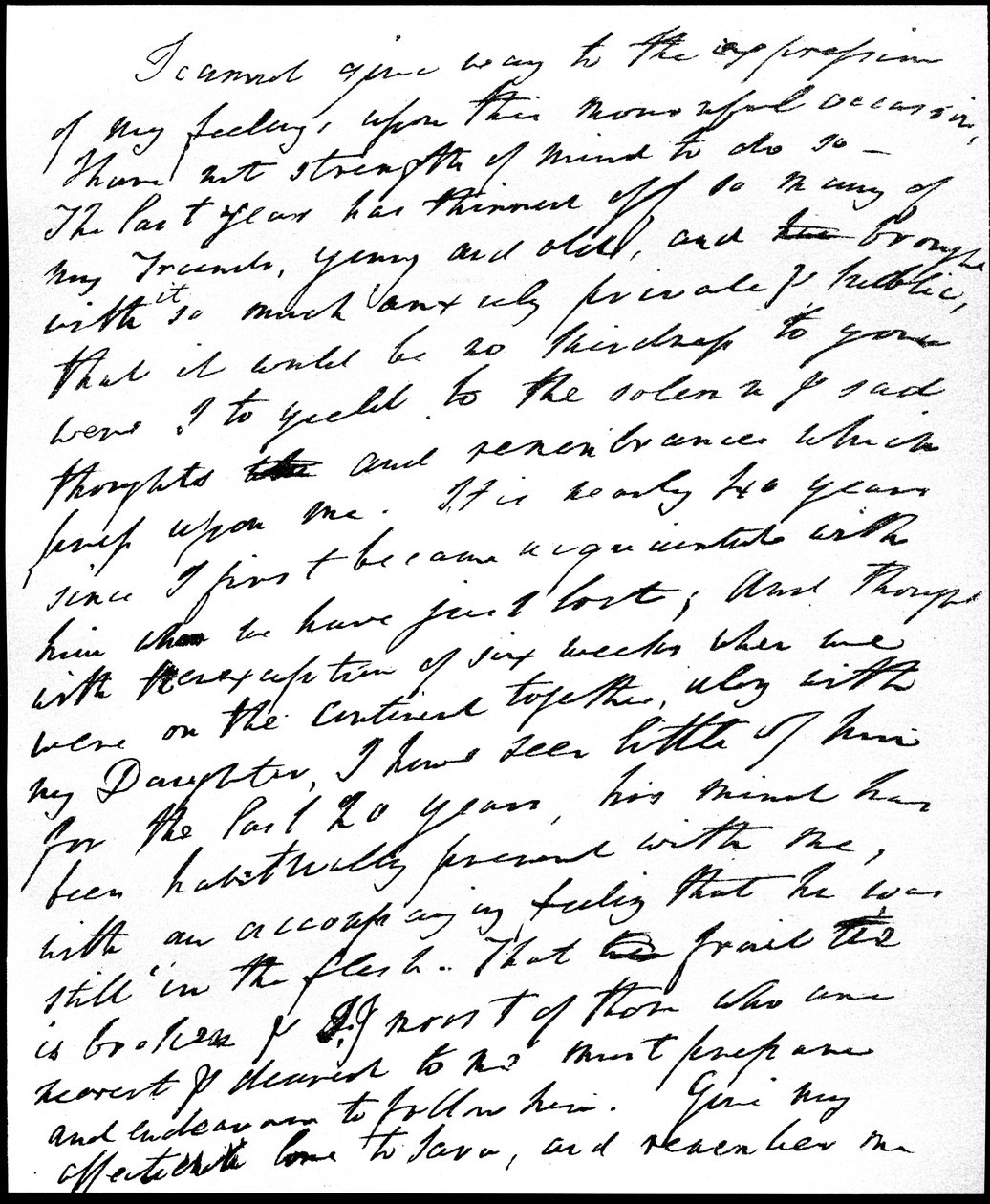 Surunvalittelukirje Henry Nelson Coleridgelle setänsä ja appinsa Samuel Taylor Coleridgen kuoleman johdosta 25.7.1834, 29.7.1834 (kynä ja muste paperille) tekijältä William Wordsworth