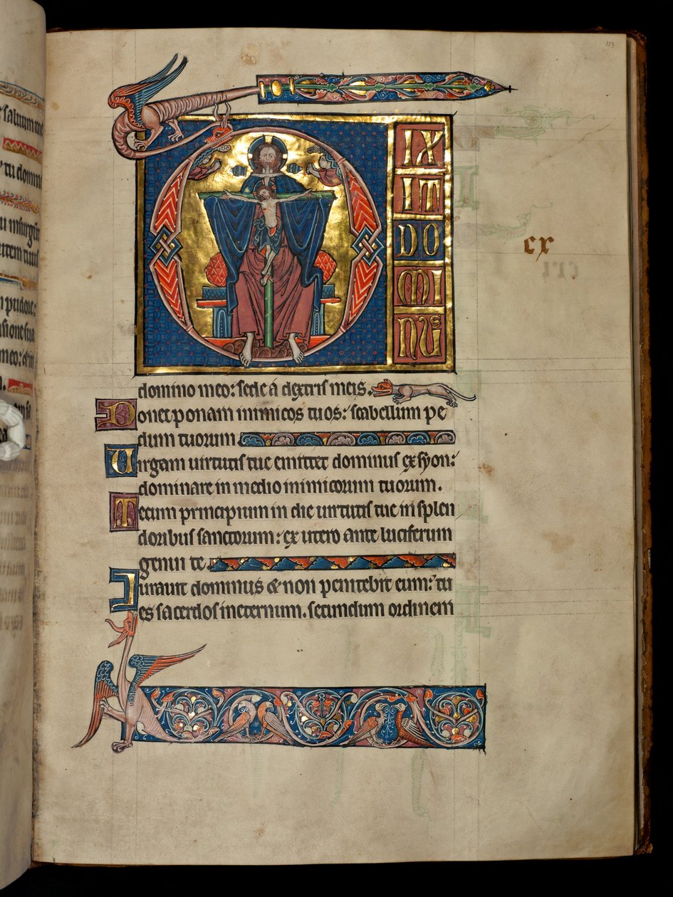 Ms 322 f.113r Psalmi 109, alku D, Pyhä kolminaisuus, kuva 