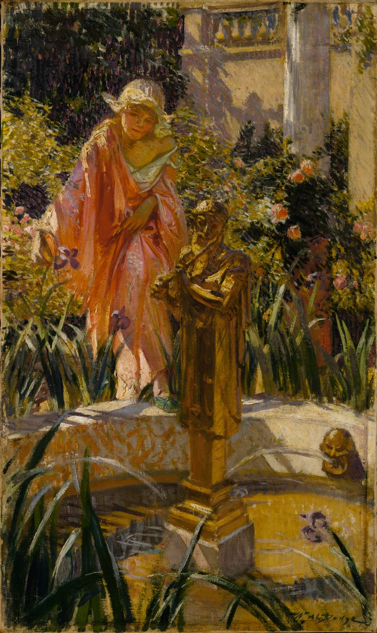 Astumassa suihkulähteeseen, n. 1916. tekijältä William de Leftwich Dodge
