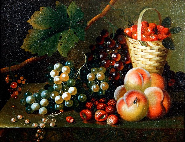 Hedelmien asetelma (öljy kankaalle) tekijältä William of Bath Jones