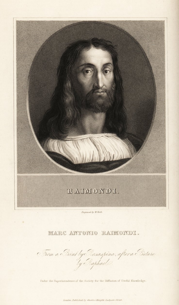 Marcantonio Raimondin muotokuva, italialainen kaivertaja, noin 1470-1534 tekijältä William the Younger Holl