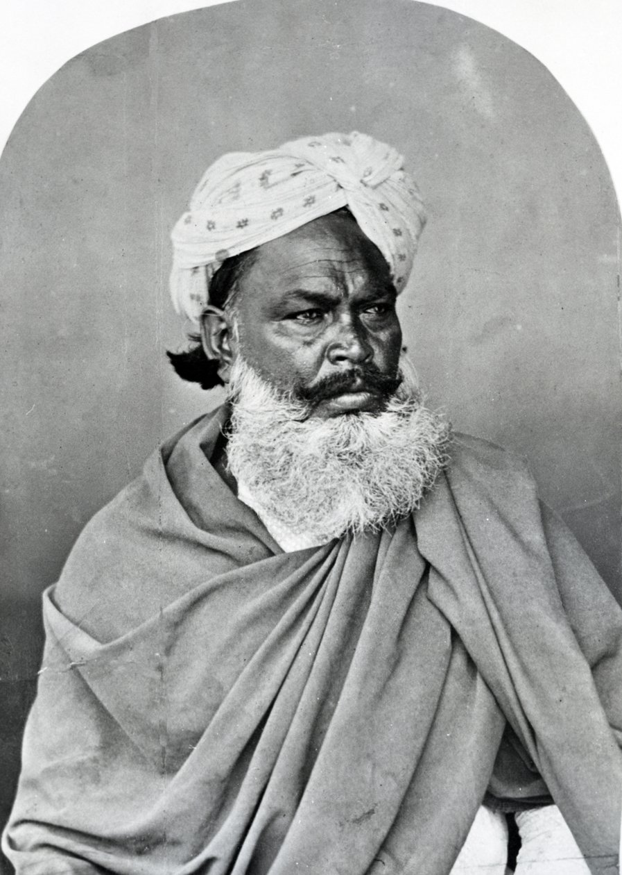Intialaisen miehen muotokuva elokuvasta "Intian puvut ja ihmiset", n. 1860 tekijältä Willoughby Wallace Hooper
