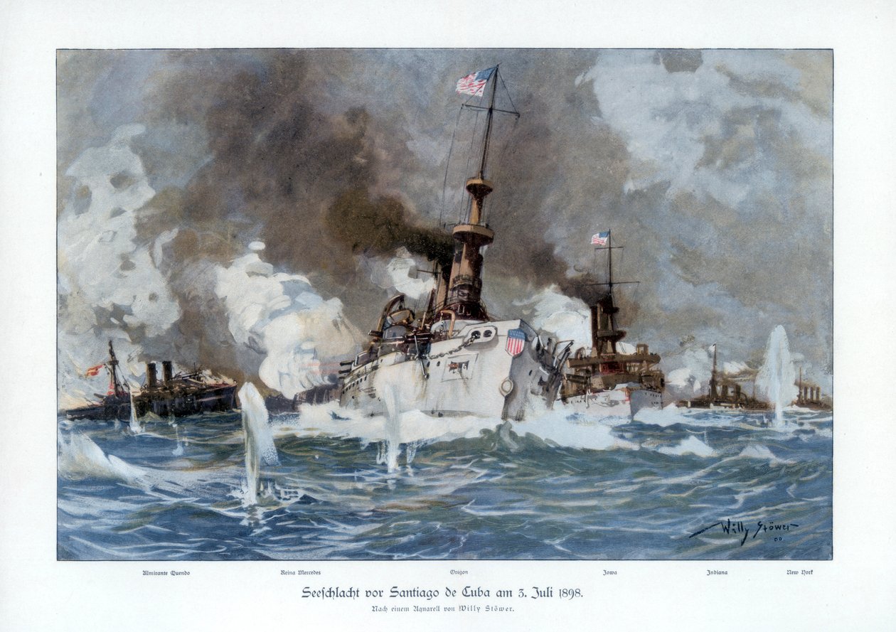 Santiago de Cuban taistelu, 3. heinäkuuta 1898 1900. tekijältä Willy Stöwer