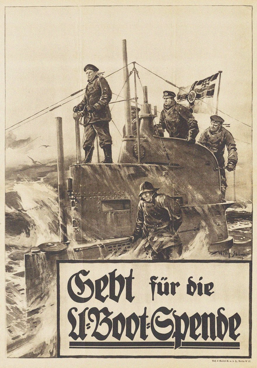 Anna Sukellusvenelahjoitus. Juliste, 1917 tekijältä Willy Stöwer