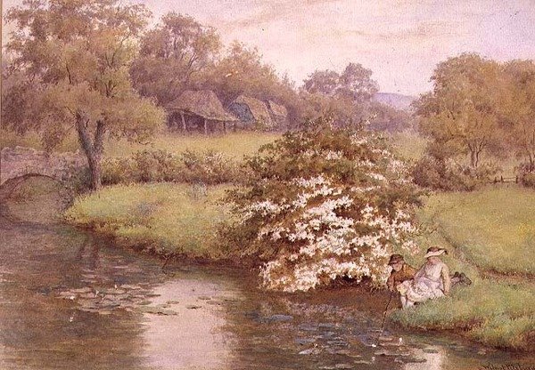 Lapset leikkivät virran äärellä tekijältä Wilmot R.W.S. Pilsbury