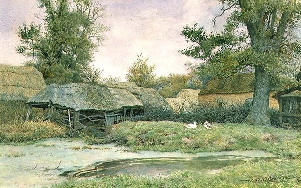 Maatila, jossa ankkalammi ja ankkoja tekijältä Wilmot R.W.S. Pilsbury