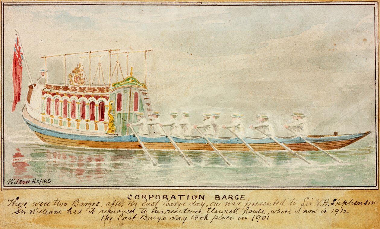 The Corporation Barge (muste ja akvarelli paperille) tekijältä Wilson Hepple