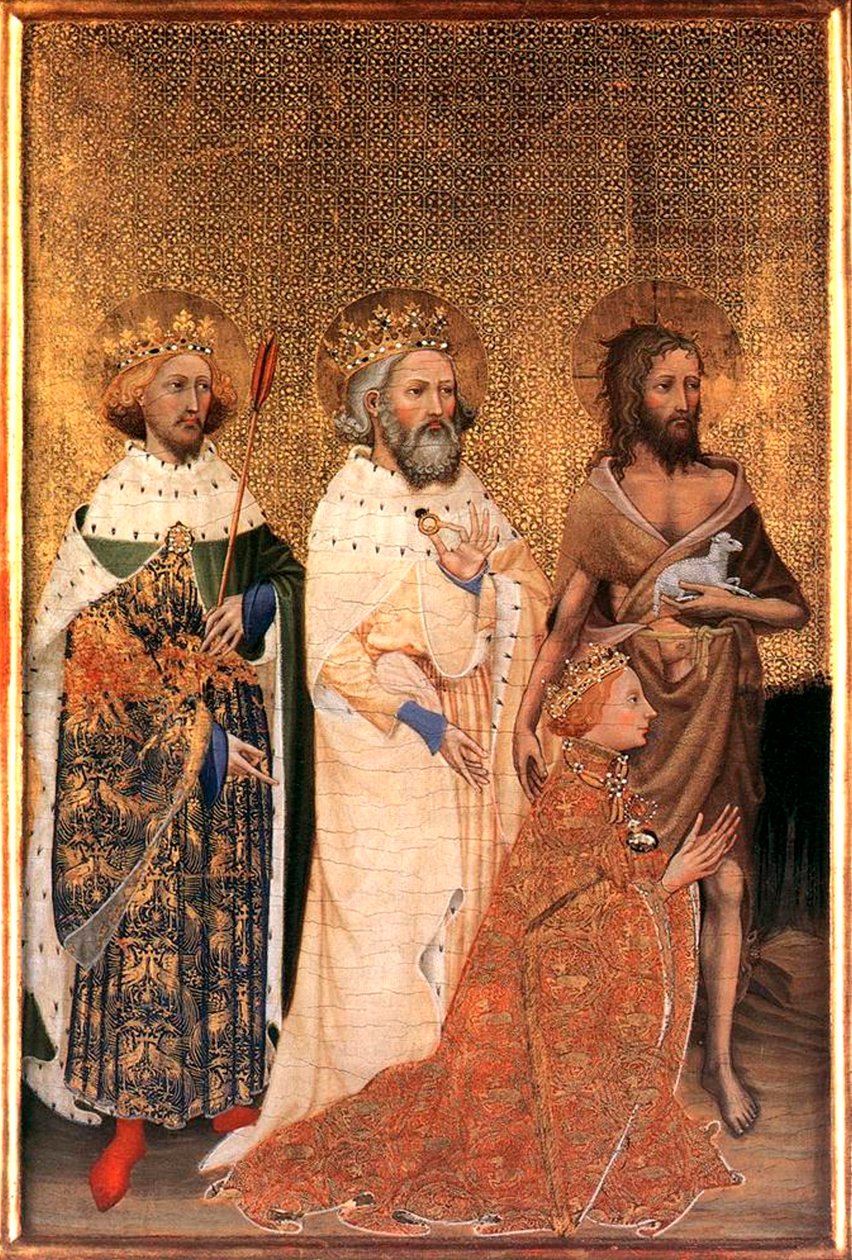 Richard II Englannista suojelupyhiensä kanssa vuosina 1395–1399. tekijältä Wilton Master