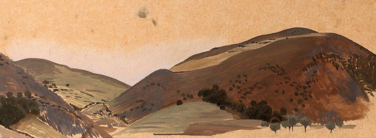 Maisematutkimus Santissima Trinitalle, n. 1924 (öljy kuultopaperille) tekijältä Winifred Knights