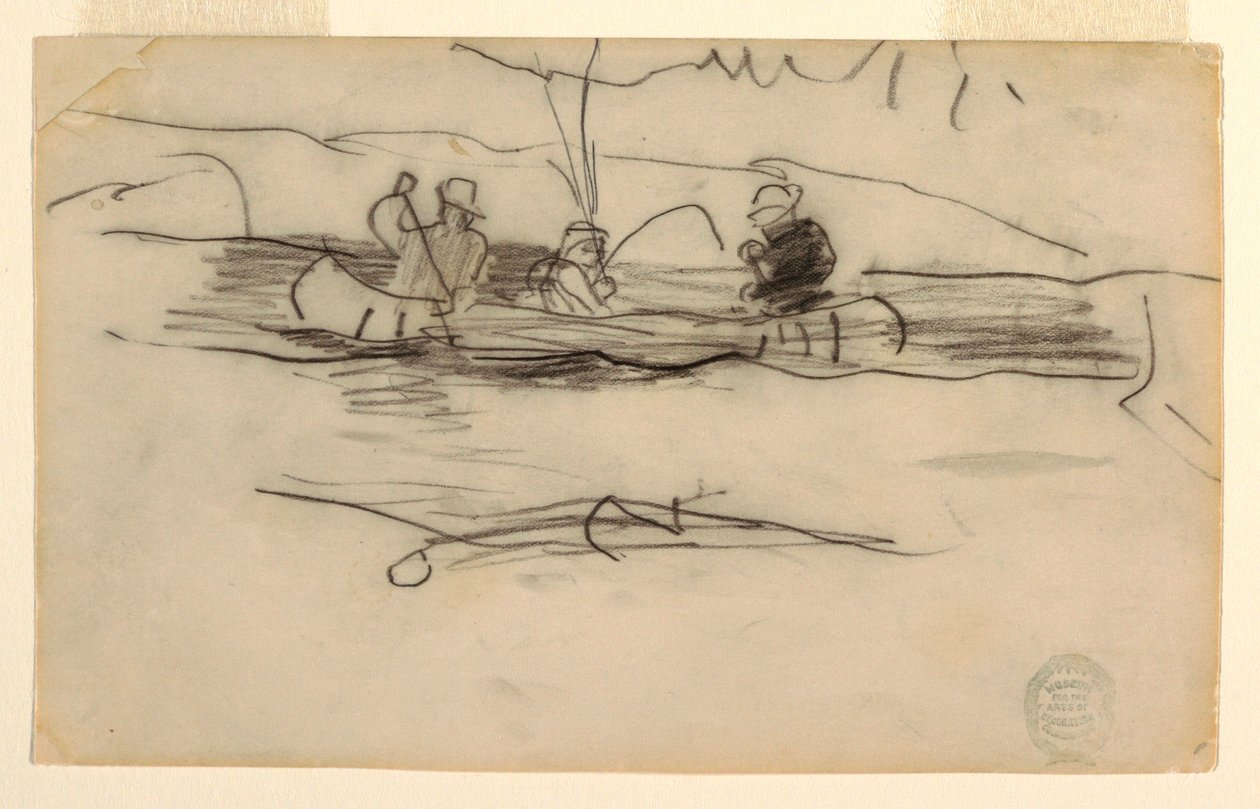 Kalastaja ja kaksi muuta miestä kanootissa tekijältä Winslow Homer