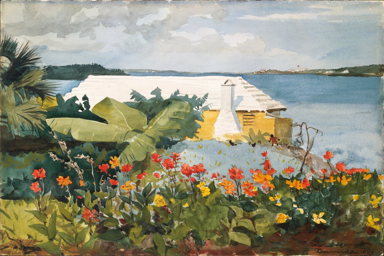 Kukkapuutarha ja bungalow, Bermuda tekijältä Winslow Homer