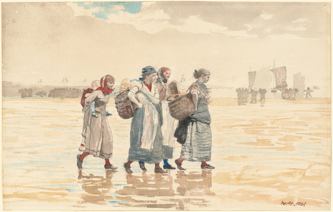 Neljä kalavaimoa rannalla tekijältä Winslow Homer