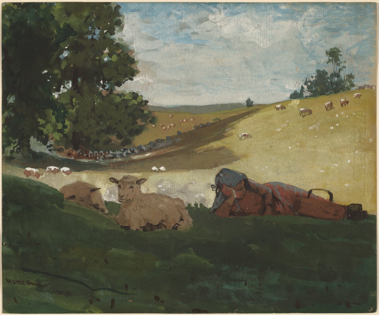 Lämmin iltapäivä (paimen) tekijältä Winslow Homer