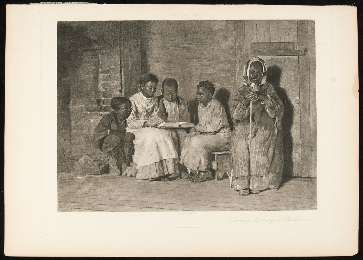 Sunnuntaiaamu vanhassa Virginiassa, n.1888-91 (syväpaino paperiarkille). tekijältä Winslow (after) Homer