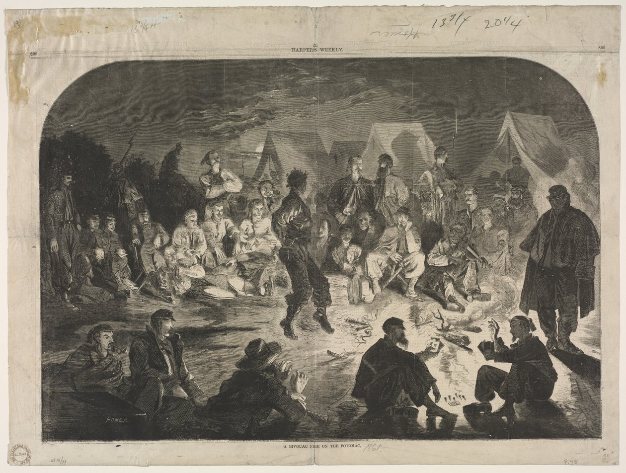 Bivouac-sakko Potomacilla, 1861. tekijältä Winslow Homer