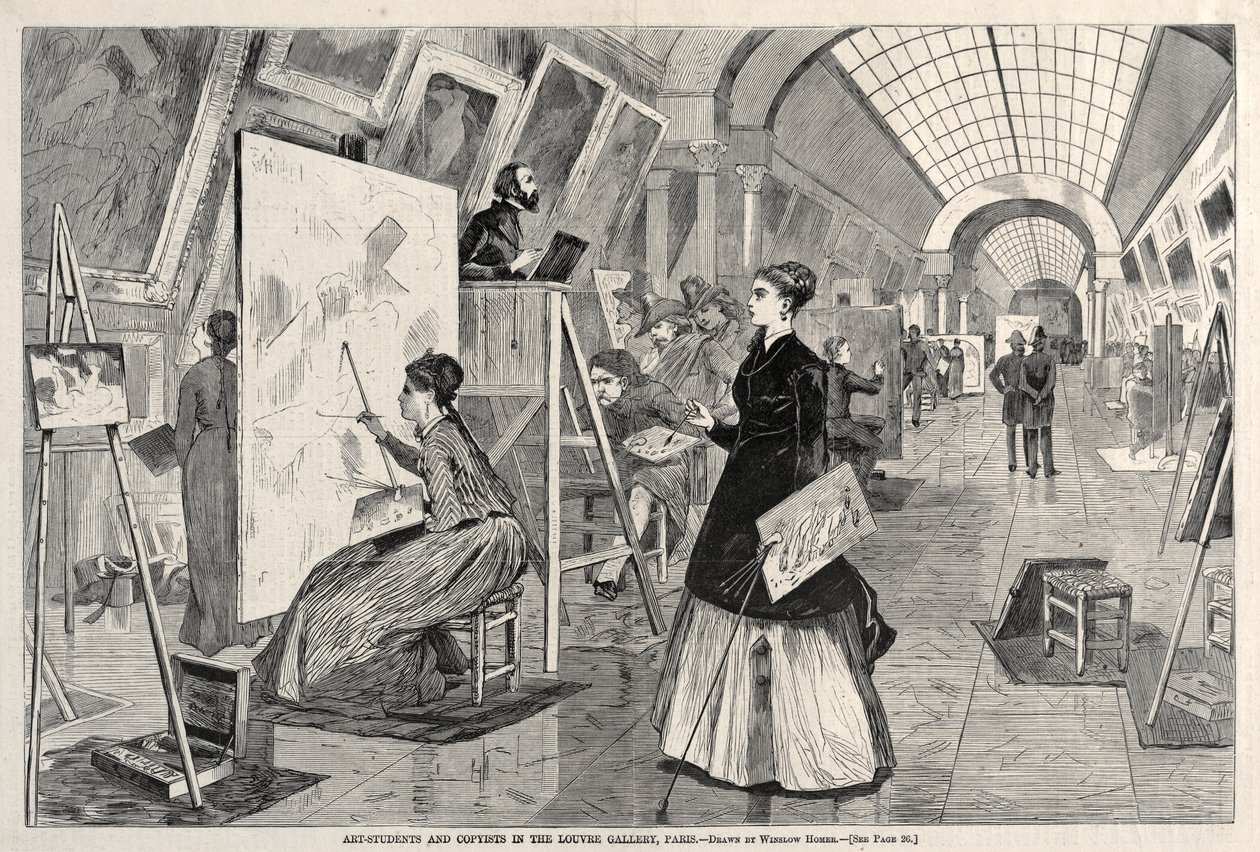 Taideopiskelijat ja kopioijat Louvren taidemuseossa, Pariisissa tekijältä Winslow Homer