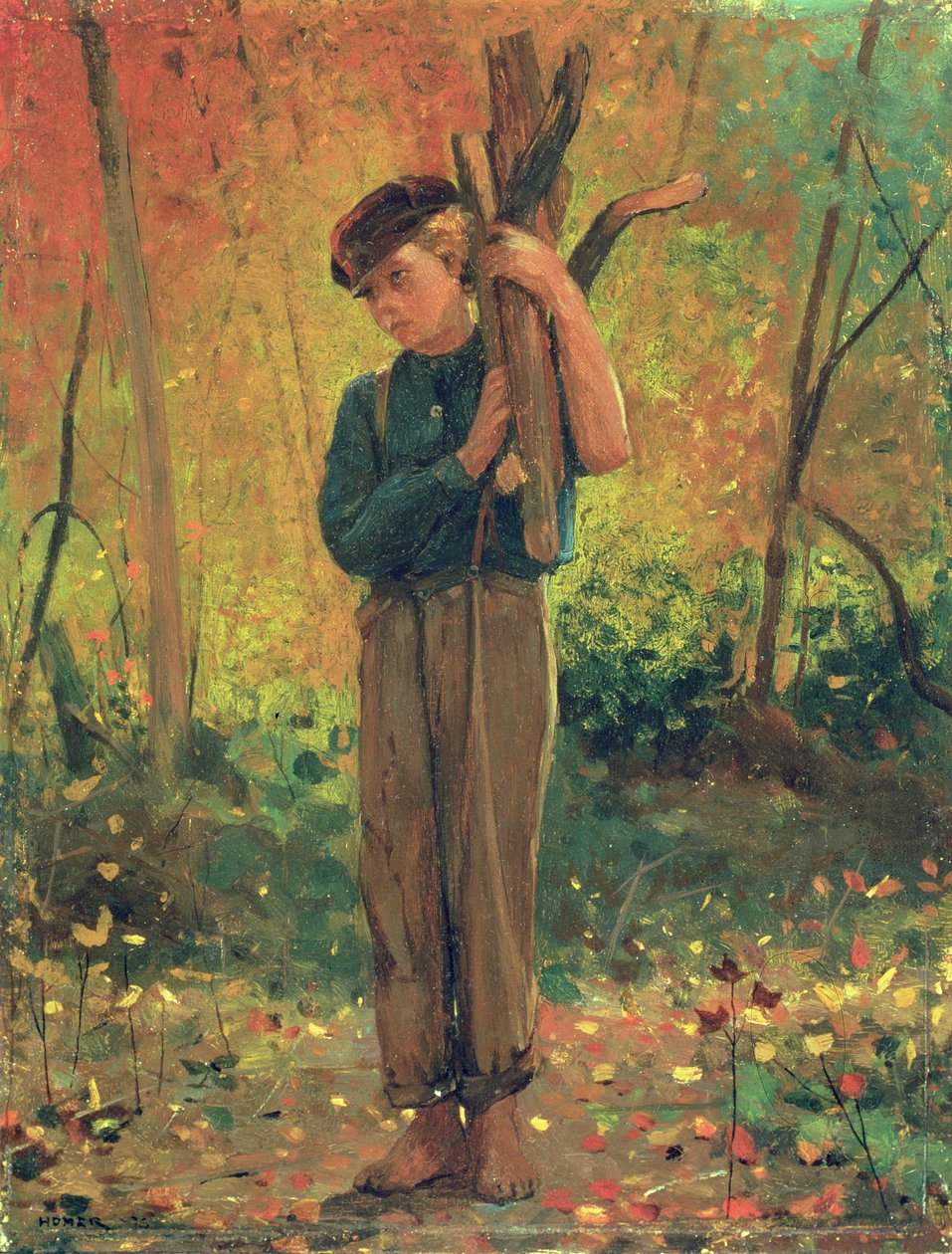 Poika pitelee tukia, 1873 tekijältä Winslow Homer