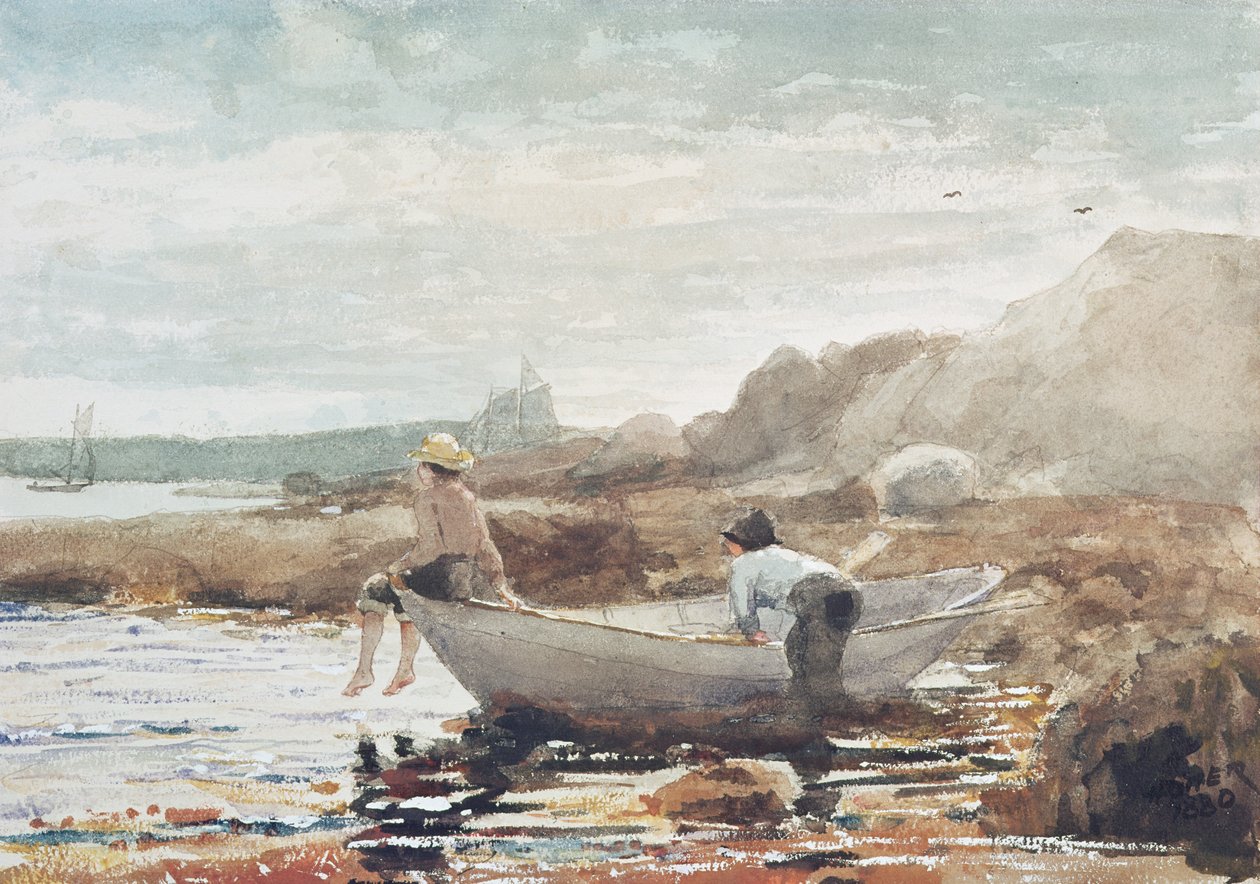Boys on the Beach (akvarelli paperille) tekijältä Winslow Homer