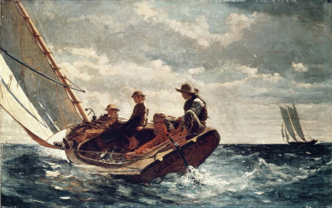 Breezing Up (A Fair Wind) - 1876 - 61,5 × 97 cm - öljy kankaalle tekijältä Winslow Homer