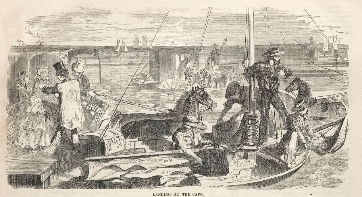 Leirikokouksen luonnokset: Laskeutuminen niemelle, 1858. tekijältä Winslow Homer