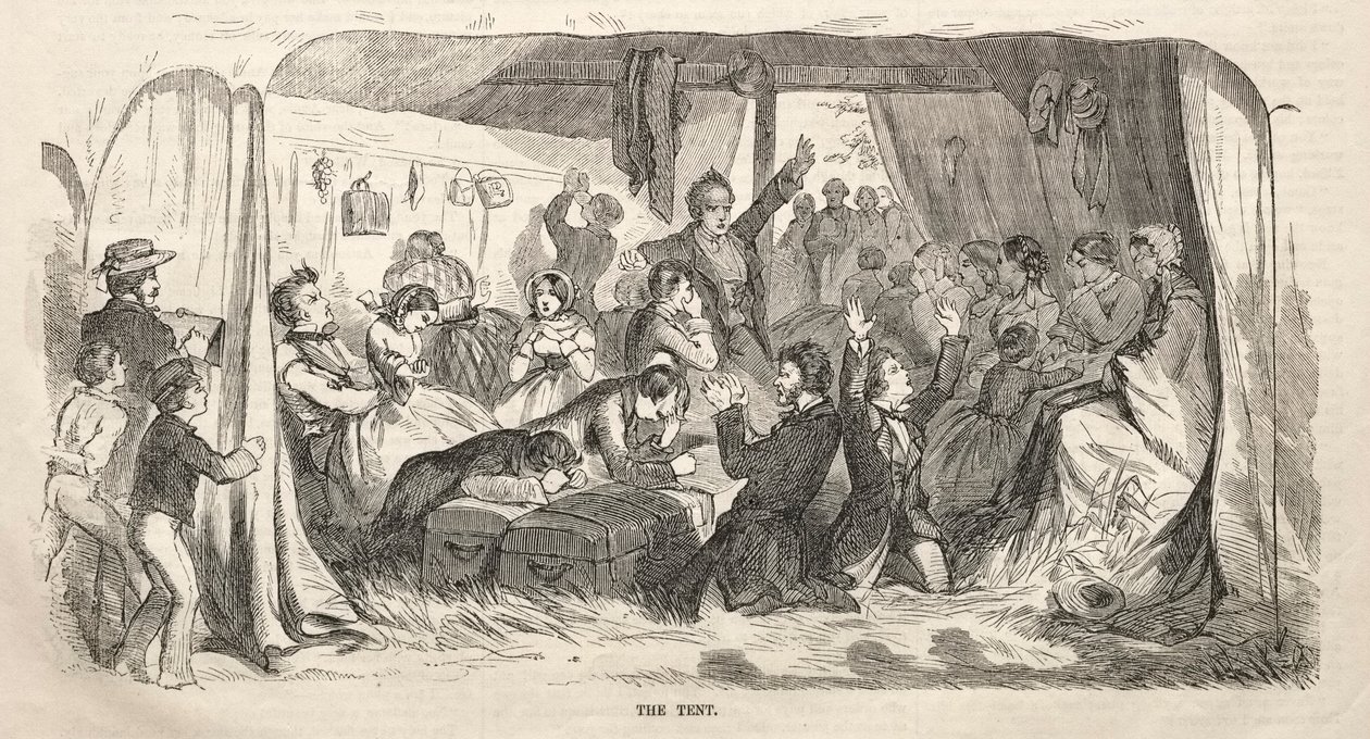 Leirikokouksen luonnokset: Teltta, 1858. tekijältä Winslow Homer