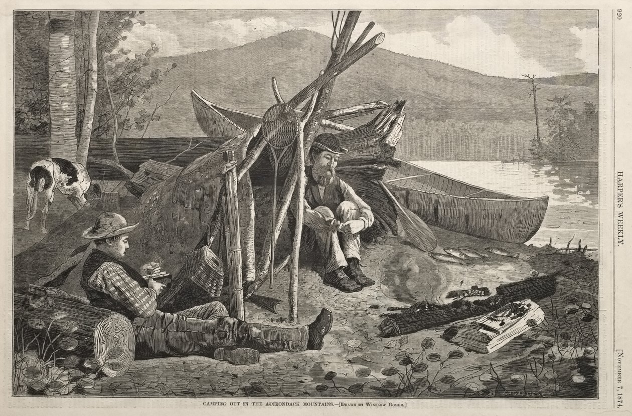 Telttailua Adirondack-vuoristossa tekijältä Winslow Homer