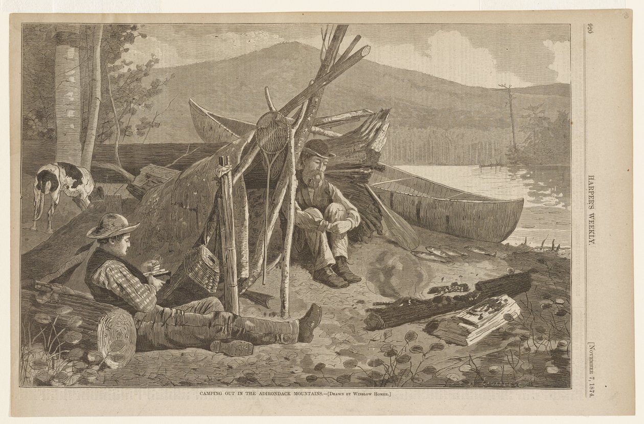 Telttailua Adirondack-vuoristossa tekijältä Winslow Homer