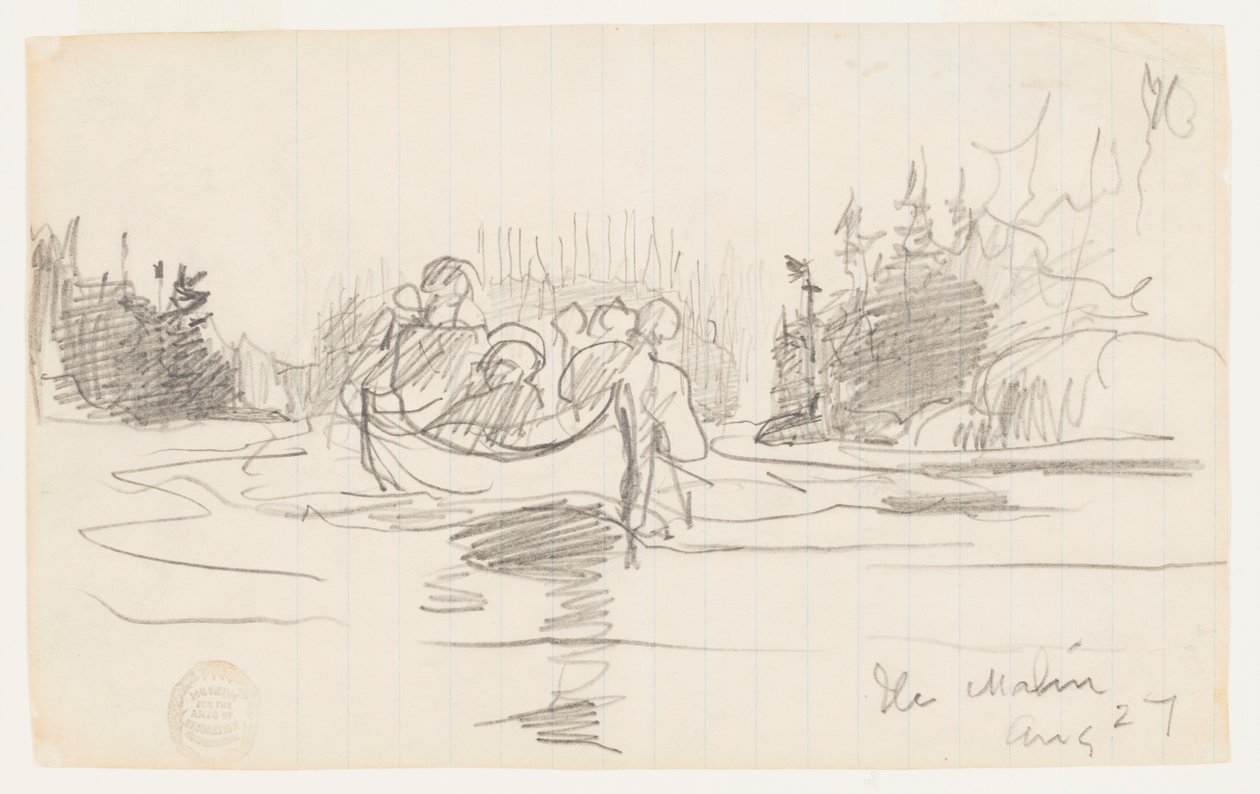 Kanootti kolmen miehen kanssa, Ile Maligne, Quebec tekijältä Winslow Homer