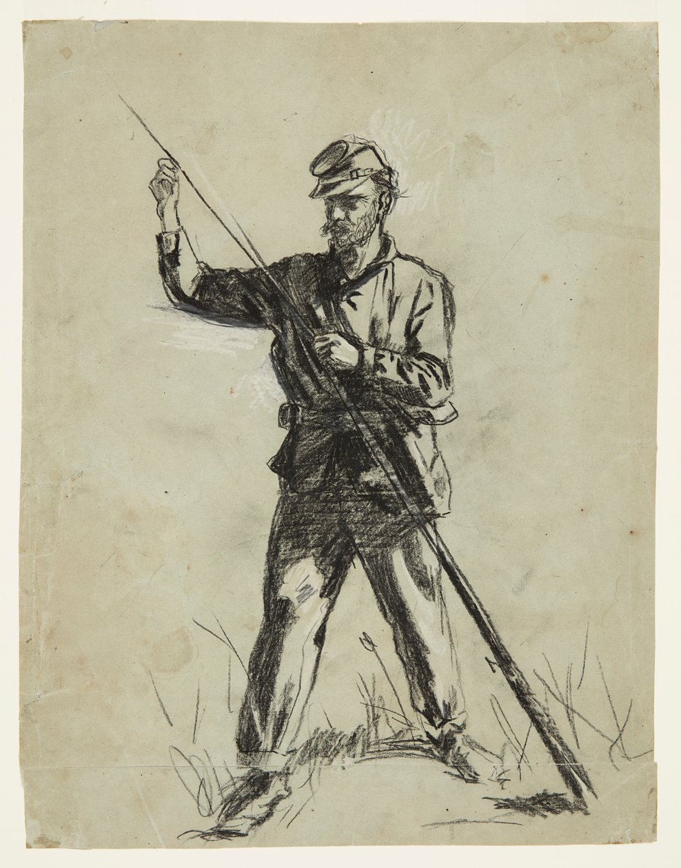 Ratsuväen sotilas lataa kivääriä tekijältä Winslow Homer