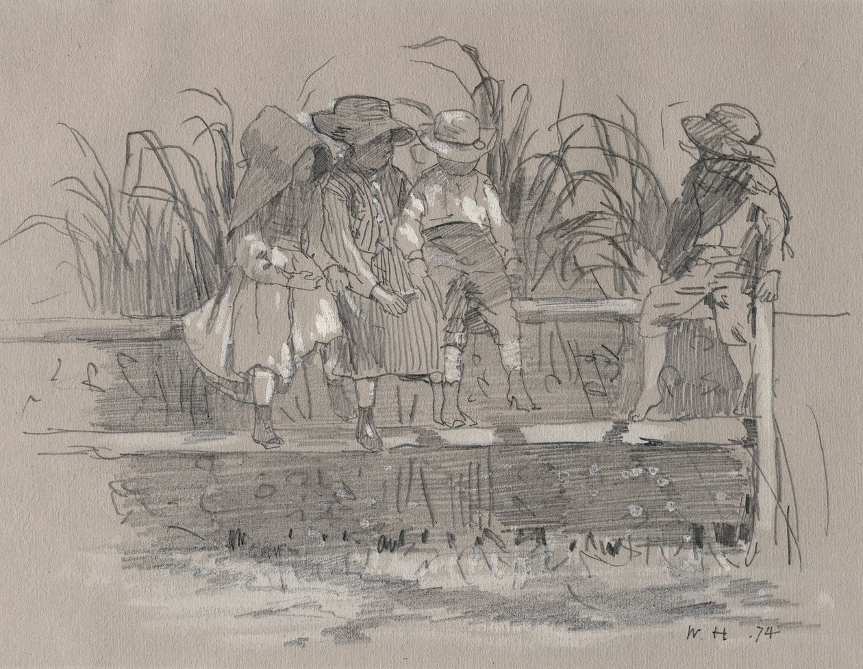 Lapset istuvat aidalla tekijältä Winslow Homer