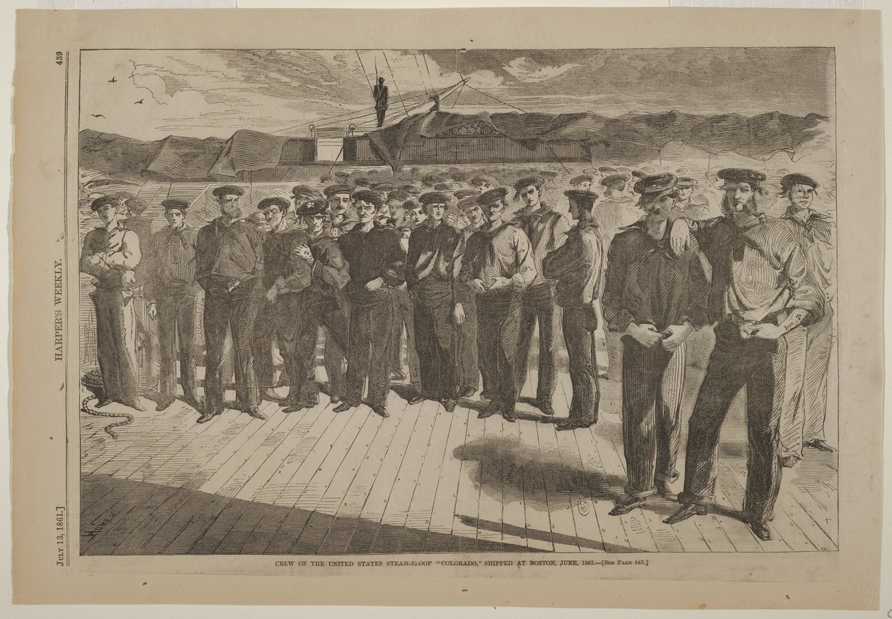 Yhdysvaltalaisen höyrysluuppi Coloradon miehistö, pestattu Bostonissa kesäkuussa 1861 tekijältä Winslow Homer