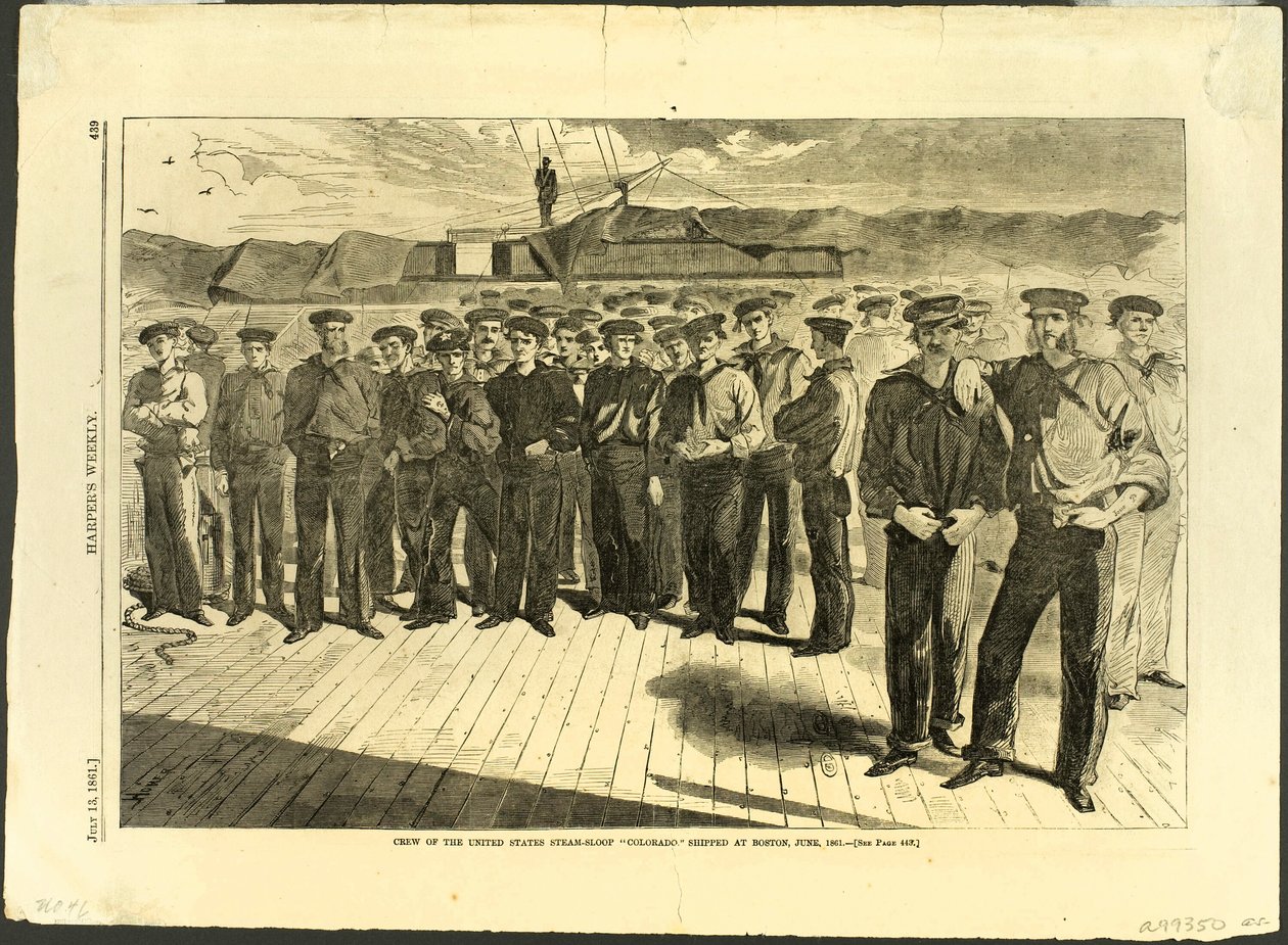 Bostonissa kesäkuussa 1861 laivatun Yhdysvaltain höyrylaiva "Colorado" miehistö. tekijältä Winslow Homer